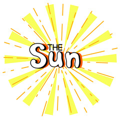 Vector illustration with the word "the sun" on a white background with