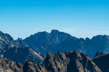 High Tatras mountains scenery with Gerlachovsky stit, Koncista, part of Satansky hreben ridge and few other peaks in Slovakia