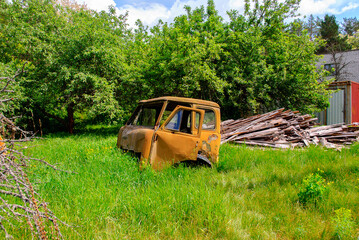 Damaged soviet vehicle in Chernobyl, a town in Ukraine, famous by the nuclear reactor explosion...
