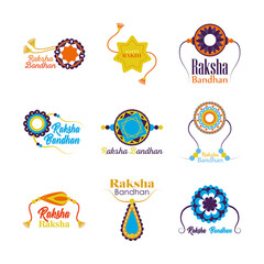 Raksha bandhan wristbands set vector design