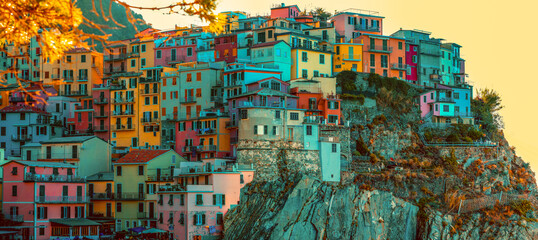 Colorful Manarola Italian village in Cinque Terre, Italy
