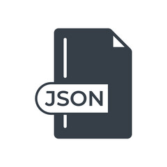 JSON File Format Icon. JSON extension filled icon.