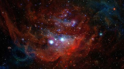 Naklejka na ściany i meble Red nebula in space. Elements of this image furnished by NASA