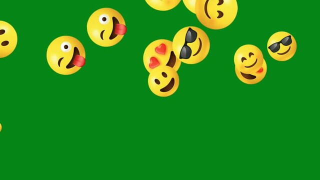 Smily emojis motion graphics with green screen background