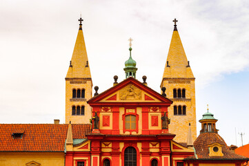 Fototapeta na wymiar St. George's Basilica, is the oldest surviving church building within Prague Castle, Prague, Czech Republic.