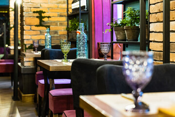 Interior of cozy restaurant