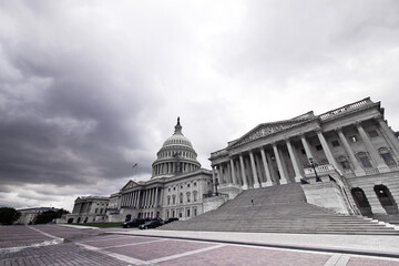Capitol in the bad weather at wide angle in Washington dc 