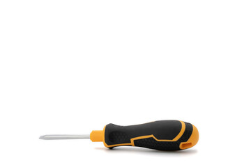 Screwdriver black - yellow color set that can change various to use. It's standed in the studio light on white background. Clipping Paths.
