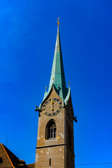 Fototapeta premium Fraumunster Church of Zurich, the largest city in Switzerland
