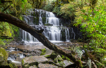 New Zealand waterfall - obrazy, fototapety, plakaty
