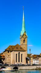Obraz premium Fraumunster Church of Zurich, the largest city in Switzerland