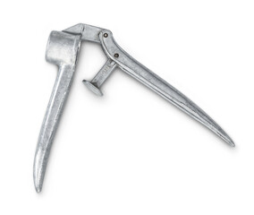 Garlic press. Garlic mincer. Garlic crusher. Isolated on white background with shadow reflection. With clipping (vector) path.