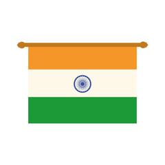 happy independence day india, flag traditional pendant flat style icon