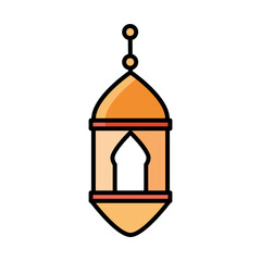 lantern ornament eid mubarak islamic religious celebration line and fill icon
