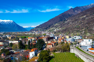 Fototapeta na wymiar It's Panorama of Bellinzona, Switzerland and the Swiss Alps