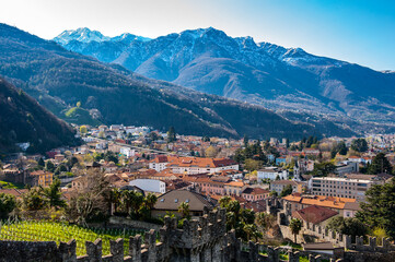 Fototapeta na wymiar It's Architecture of the Ancient city of Bellinzona, Switzerland