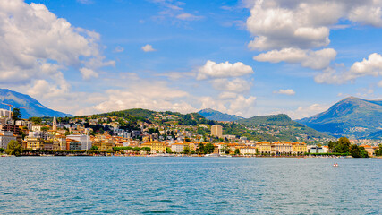 Fototapeta na wymiar Lugano, a city in the south of Switzerland, in the Italian-speaking canton of Ticino