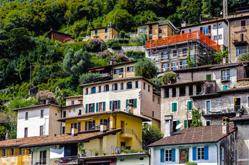Fototapeta na wymiar Close view of the village of Gandria, Switzerland