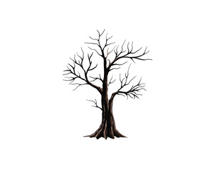 dried tree vector illustration, isolated on white