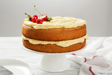 Simple Victoria sandwich cake with vanilla buttercream.