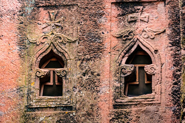It's Windows of the monolitic rock cut church, Lalibela, Ethiopia