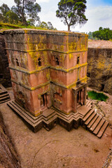 It's Close view of the monolitic church in Lalibela, Africa