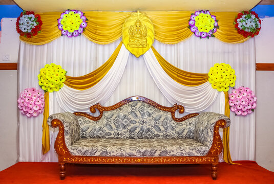 The wedding stage. Simple and beautiful wedding stage for solemnization. |  CanStock