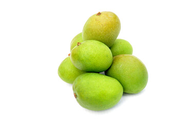 bunch  the ripe green mango isolated on white background