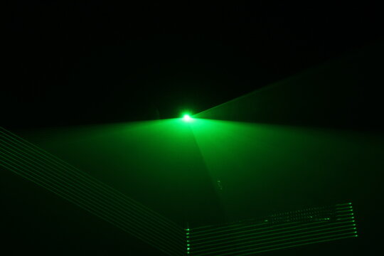 Green Beam  Laser Beam On Dark Background