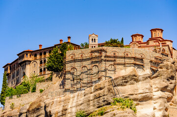 Fototapeta premium It's Monastery complex in Meteora mountains, Thessaly, Greece. UNESCO World Heritage