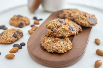 home made healthy almond chocolate chip cookies