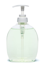 bottle of lotion or liquid soap isolated on white background