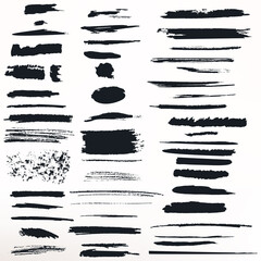 Collection of vector painted grunge ink strokes for brushes designs