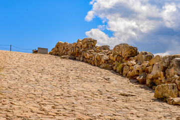 Obraz premium It's Mycenae, center of Greek civilization, Peloponnese, Greece. Mycenae is a famous archaeological site in Greece. UNESCO World Heritage Site