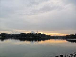 Fototapeta premium Sunset landscape at the Singapore's reservoir