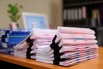 Colorful meeting documents on the desk