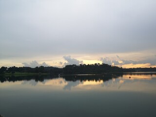 Sunset landscape at the Singapore's reservoir