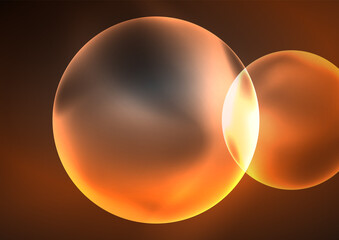 Glowing neon shiny transparent bubbles, glass circles or bio cell concept. Techno futuristic vector abstract background For Wallpaper, Banner, Background, Card, Book Illustration, landing page