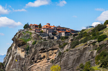 Fototapeta na wymiar It's Holy Monastery of Varlaam in Meteora mountains, Thessaly, Greece. UNESCO World Heritage List