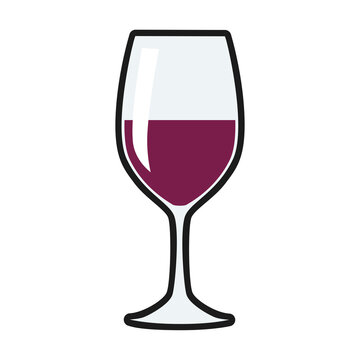 赤ワインが入ったワイングラスのイラスト。