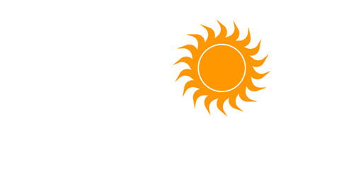 sun icon for weather design. Sunshine symbol happy orange isolated sun illustration