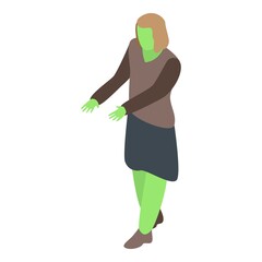 Fototapeta na wymiar Woman zombie icon. Isometric of woman zombie vector icon for web design isolated on white background
