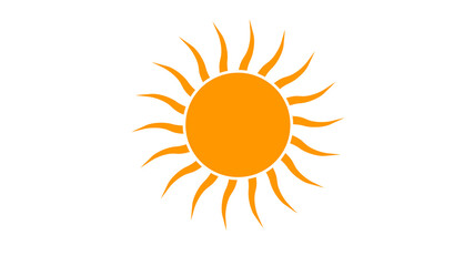 sun icon for weather design. Sunshine symbol happy orange isolated sun illustration