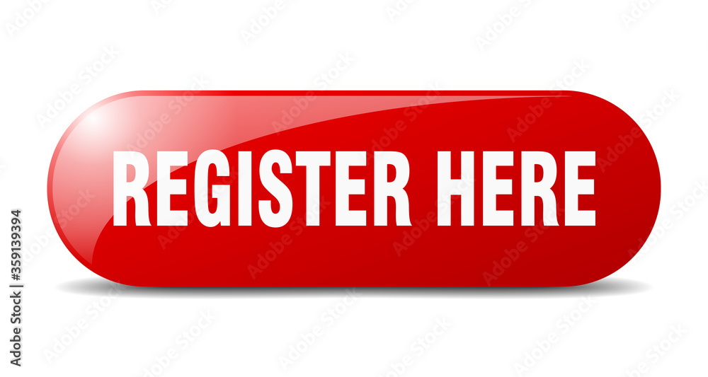 Wall mural register here button. register here sign. key. push button.