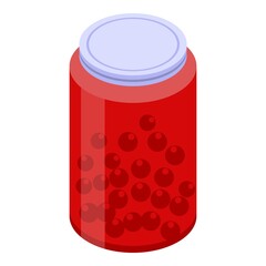 Red berry jam jar icon. Isometric of red berry jam jar vector icon for web design isolated on white background