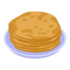 Pancakes plate icon. Isometric of pancakes plate vector icon for web design isolated on white background