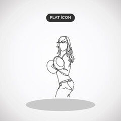 Bodybuilding or Fitness Club. Athletic Woman. Vector illustration.continuous line drawing