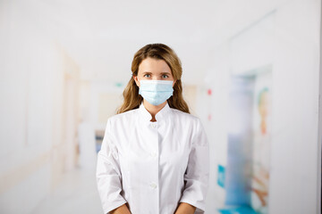 Woman wearing an anti virus protection mask to prevent others from corona COVID-19 and SARS cov 2...