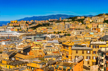 Obraz premium It's Architecture of the Old Port of Genoa, Italy.