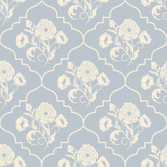 Seamless floral pattern in provence style. Endless pattern can be used for ceramic tile, wallpaper, linoleum, wrapping paper, textile, web page background